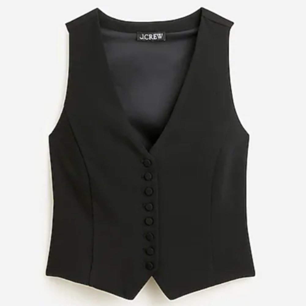 JCrew Slim-fit tuxedo vest in city crepe - black size 10 New With Tags